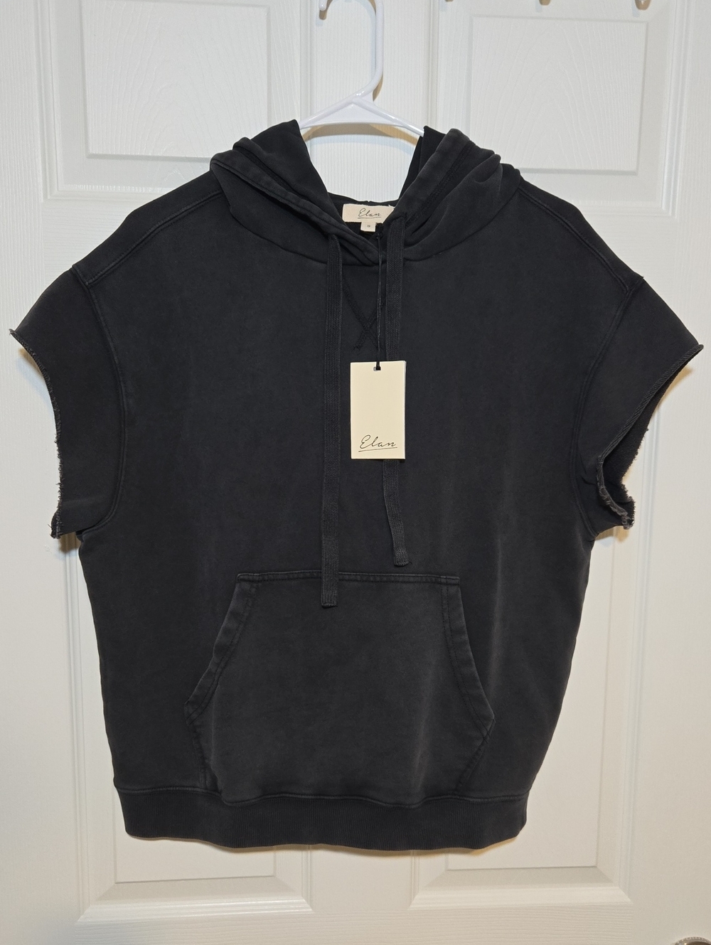 Elan Charcoal Gray Sleeveless Hoodie with Drawstring